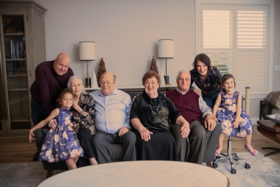 A family gathered together at home